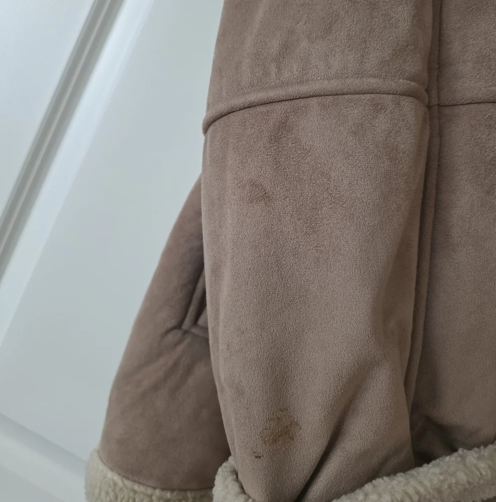 Y2k Utex Design Faux Suede Sherpa Lined Coat Womens XL Cream Tan Western Chic